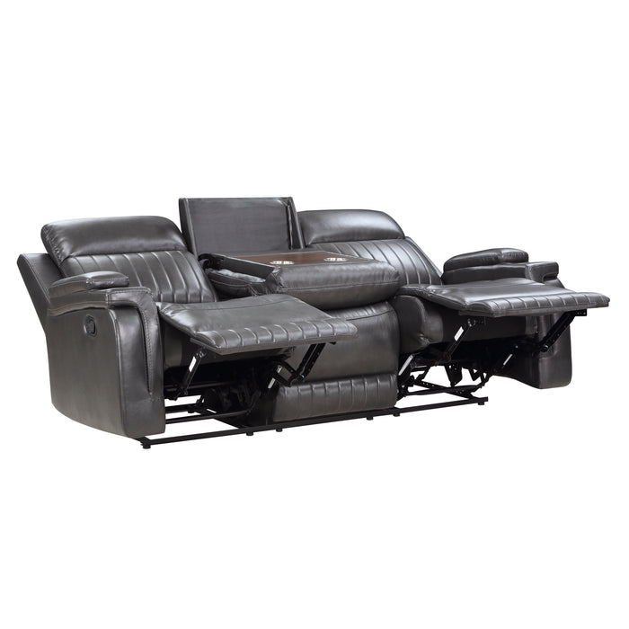 Broomfield Double Reclining Sofa with Drop-Down Cup Holder in Gray - 9456DG-3 - FAMSA Furniture (TX)