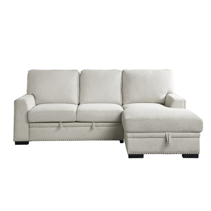 Morelia 2-Piece Sectional with Pull-out Bed and Right Chaise with Hidden Storage in Beige - 9468BE*2RC2L - FAMSA Furniture (TX)