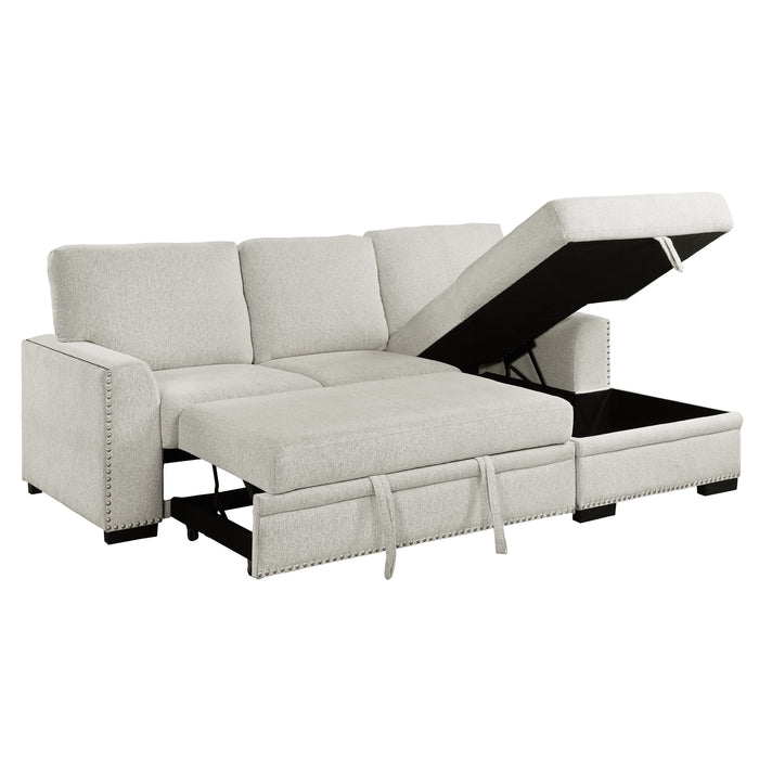 Morelia 2-Piece Sectional with Pull-out Bed and Right Chaise with Hidden Storage in Beige - 9468BE*2RC2L - FAMSA Furniture (TX)