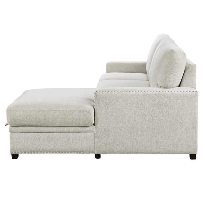Morelia 2-Piece Sectional with Pull-out Bed and Right Chaise with Hidden Storage in Beige - 9468BE*2RC2L - FAMSA Furniture (TX)