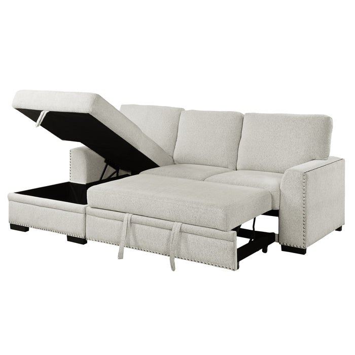 Morelia 2-Piece Sectional with Pull-out Bed and Left Chaise with Hidden Storage in Beige - 9468BE*2LC2R - FAMSA Furniture (TX)