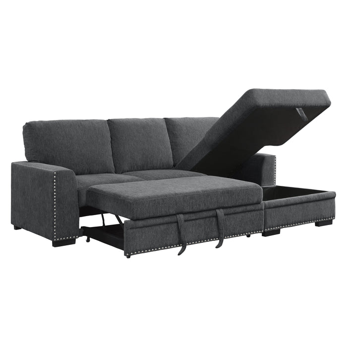 Morelia 2-Piece Sectional with Pull-out Bed and Right Chaise with Hidden Storage in Gray - 9468CC*2RC2L - FAMSA Furniture (TX)