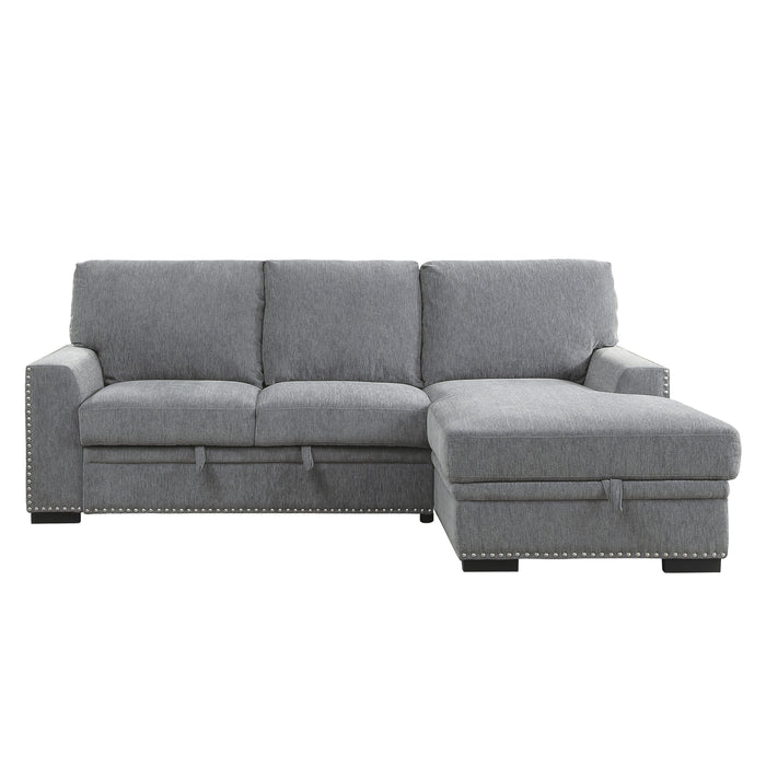 Morelia 2-Piece Sectional with Pull-out Bed and Right Chaise with Hidden Storage in Gray - 9468DG*2RC2L - FAMSA Furniture (TX)