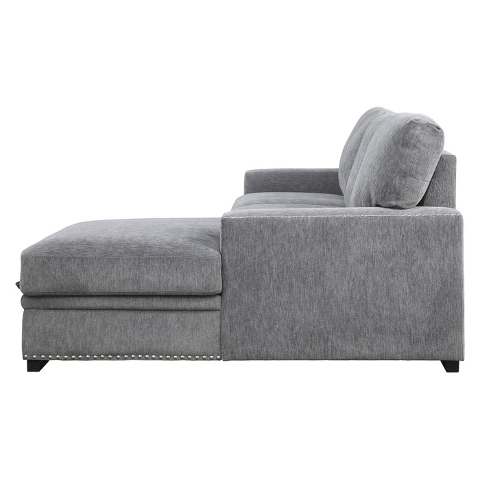 Morelia 2-Piece Sectional with Pull-out Bed and Right Chaise with Hidden Storage in Gray - 9468DG*2RC2L - FAMSA Furniture (TX)