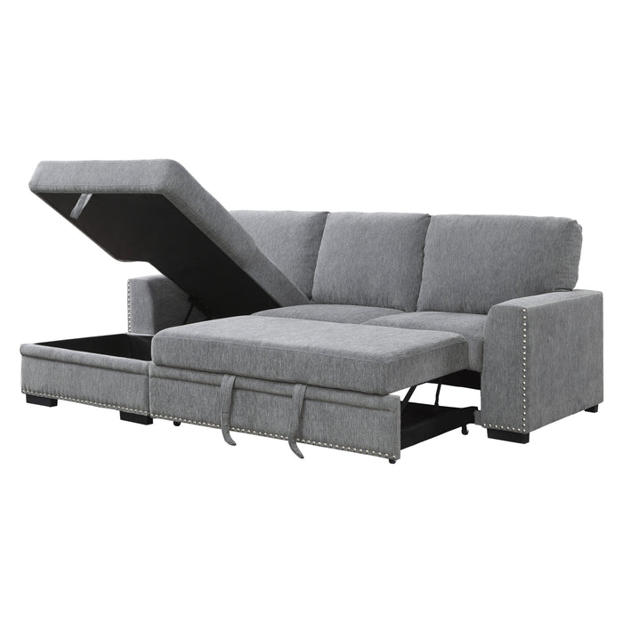 Morelia 2-Piece Sectional with Pull-out Bed and Left Chaise with Hidden Storage in Gray - 9468DG*2LC2R - FAMSA Furniture (TX)