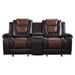Briscoe Double Glider Reclining Loveseat with Center Console in Brown - 9470BR-2 - FAMSA Furniture (TX)