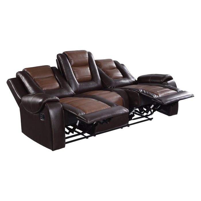 Briscoe Double Reclining Sofa with Center Drop-Down Cup Holders in Brown - 9470BR-3 - FAMSA Furniture (TX)