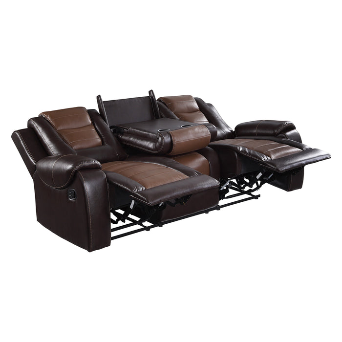 Briscoe Double Reclining Sofa with Center Drop-Down Cup Holders in Brown - 9470BR-3 - FAMSA Furniture (TX)