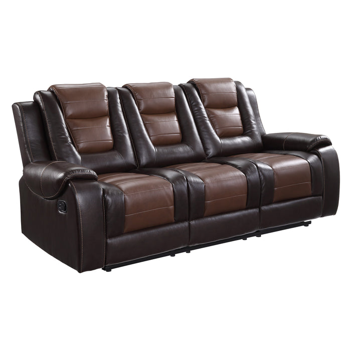 Briscoe Double Reclining Sofa with Center Drop-Down Cup Holders in Brown - 9470BR-3 - FAMSA Furniture (TX)