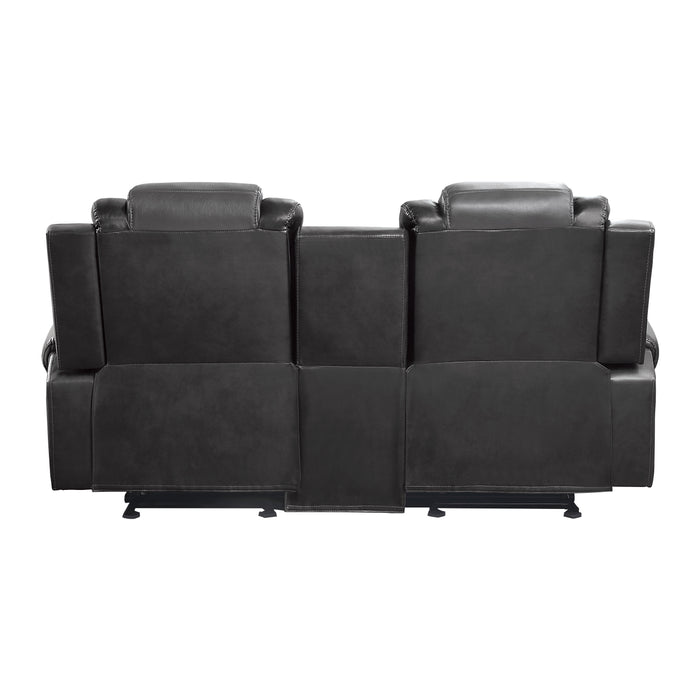 Briscoe Double Glider Reclining Loveseat with Center Console in Gray - 9470GY-2 - FAMSA Furniture (TX)