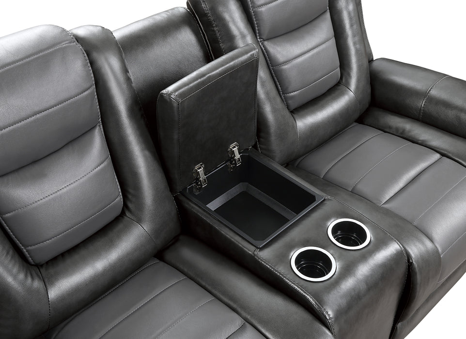 Briscoe Double Glider Reclining Loveseat with Center Console in Gray - 9470GY-2 - FAMSA Furniture (TX)