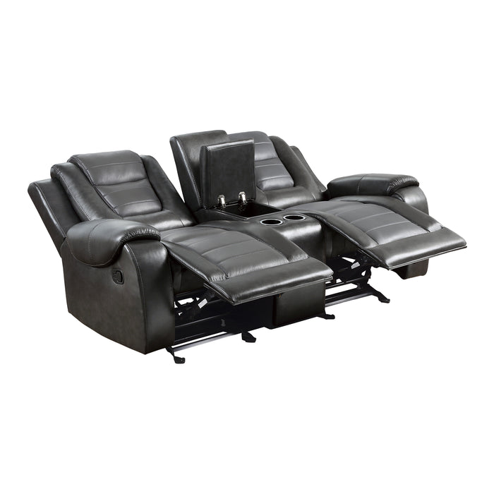 Briscoe Double Glider Reclining Loveseat with Center Console in Gray - 9470GY-2 - FAMSA Furniture (TX)