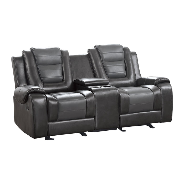 Briscoe Double Glider Reclining Loveseat with Center Console in Gray - 9470GY-2 - FAMSA Furniture (TX)