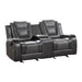 Briscoe Double Glider Reclining Loveseat with Center Console in Gray - 9470GY-2 - FAMSA Furniture (TX)