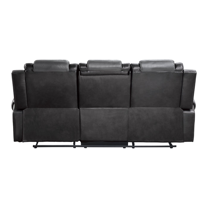 Briscoe Double Reclining Sofa with Center Drop-Down Cup Holders in Gray - 9470GY-3 - FAMSA Furniture (TX)