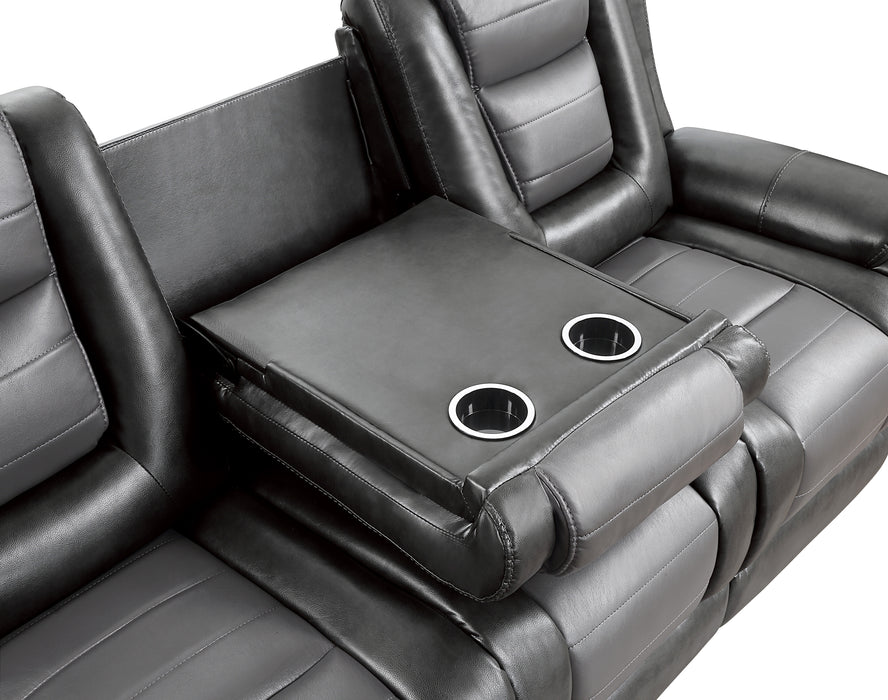 Briscoe Double Reclining Sofa with Center Drop-Down Cup Holders in Gray - 9470GY-3 - FAMSA Furniture (TX)