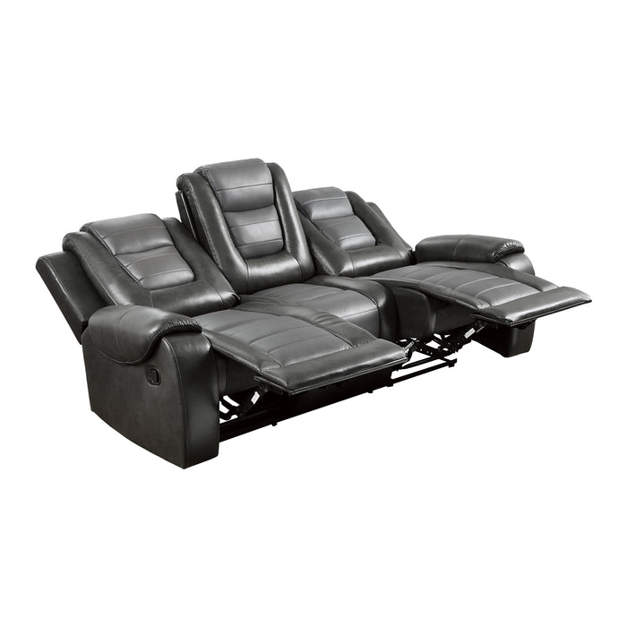 Briscoe Double Reclining Sofa with Center Drop-Down Cup Holders in Gray - 9470GY-3 - FAMSA Furniture (TX)