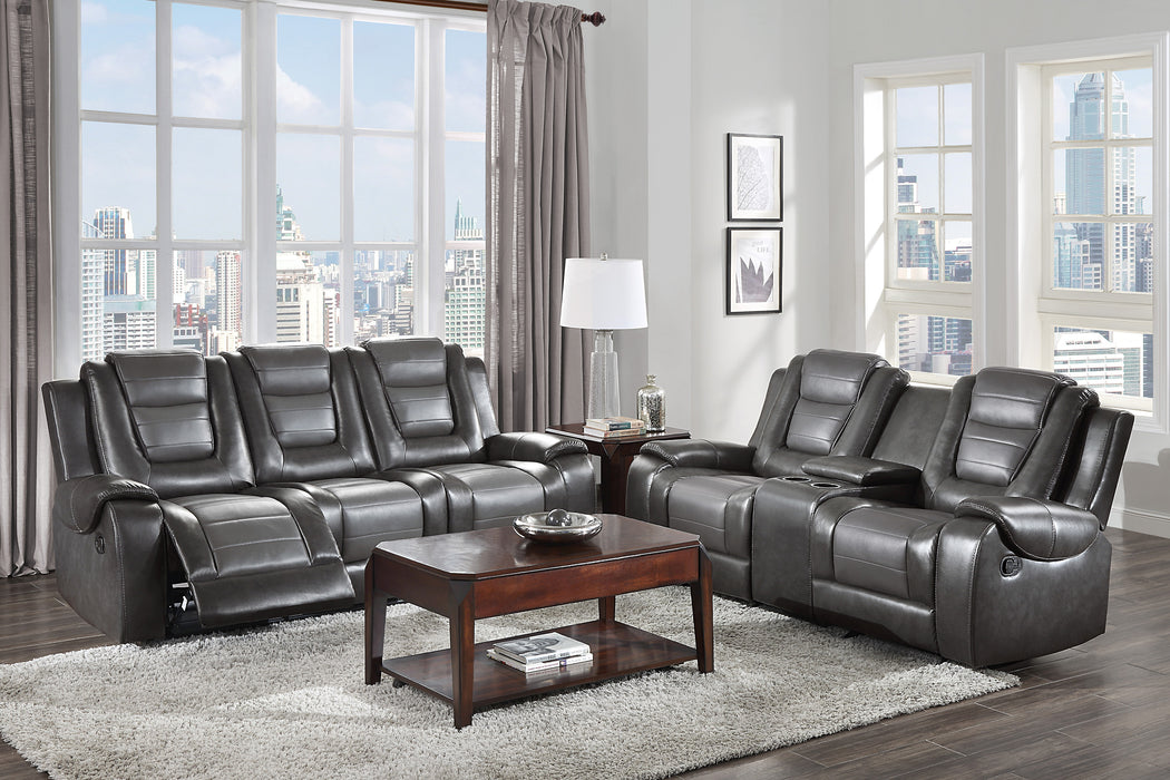 Briscoe Double Glider Reclining Loveseat with Center Console in Gray - 9470GY-2 - FAMSA Furniture (TX)