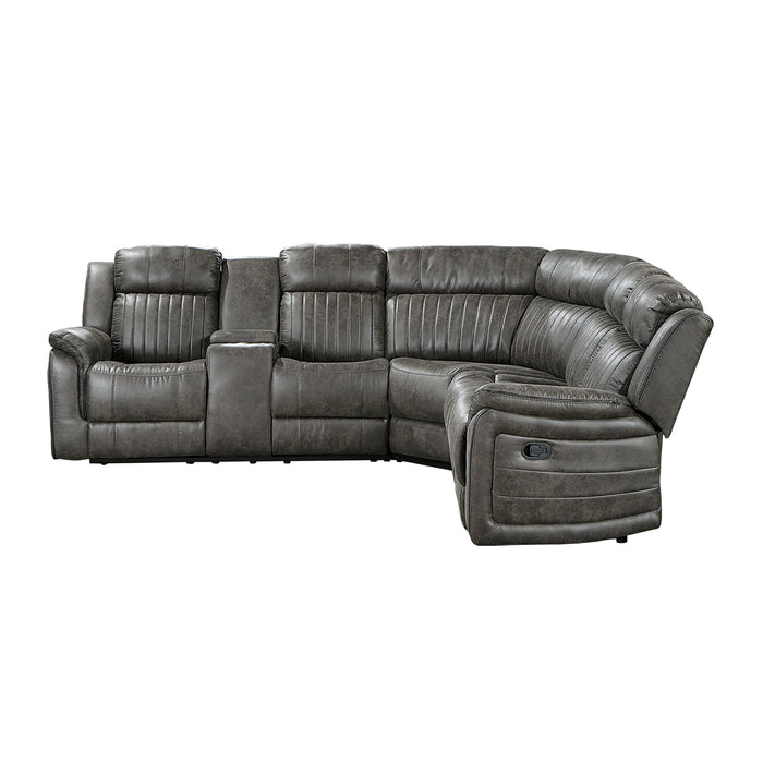 Centeroak 3-Piece Reclining Sectional with Left Console in Gray/Brown - 9479BRG*SC - FAMSA Furniture (TX)
