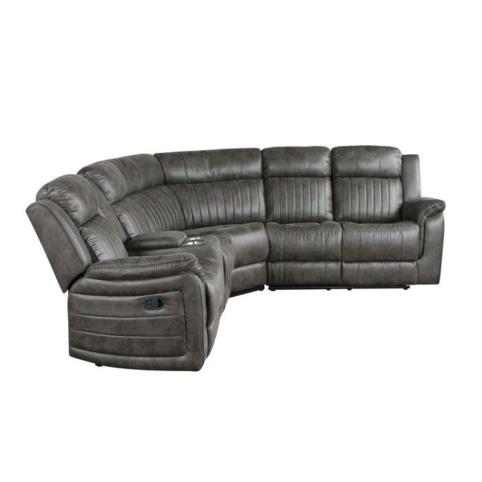Centeroak 3-Piece Reclining Sectional with Left Console in Gray/Brown - 9479BRG*SC - FAMSA Furniture (TX)