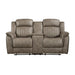 Centeroak Double Reclining Loveseat with Center Console in Brown - 9479SDB-2 - FAMSA Furniture (TX)