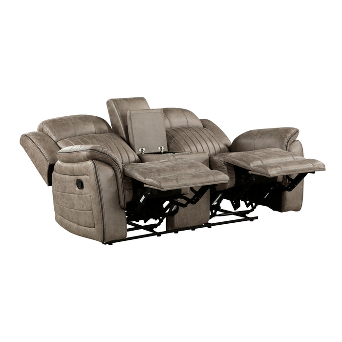 Centeroak Double Reclining Loveseat with Center Console in Brown - 9479SDB-2 - FAMSA Furniture (TX)
