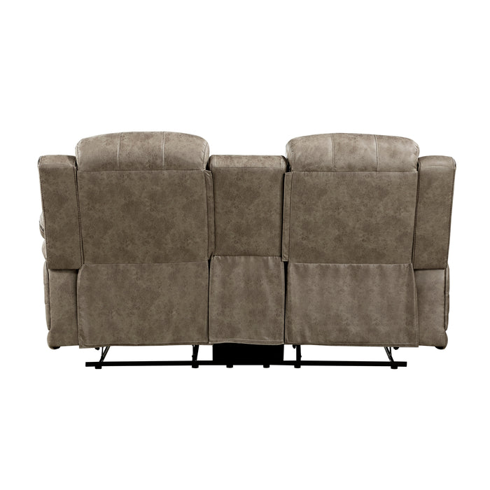 Centeroak Double Reclining Loveseat with Center Console in Brown - 9479SDB-2 - FAMSA Furniture (TX)