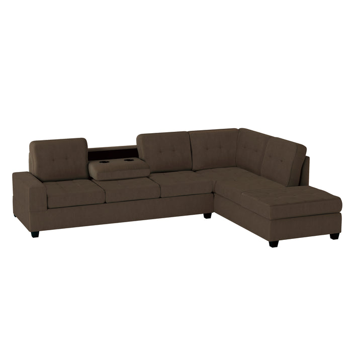 Maston 2-Piece Reversible Sectional with Drop-Down Cup Holders in Brown - 9507CHC*SC - FAMSA Furniture (TX)
