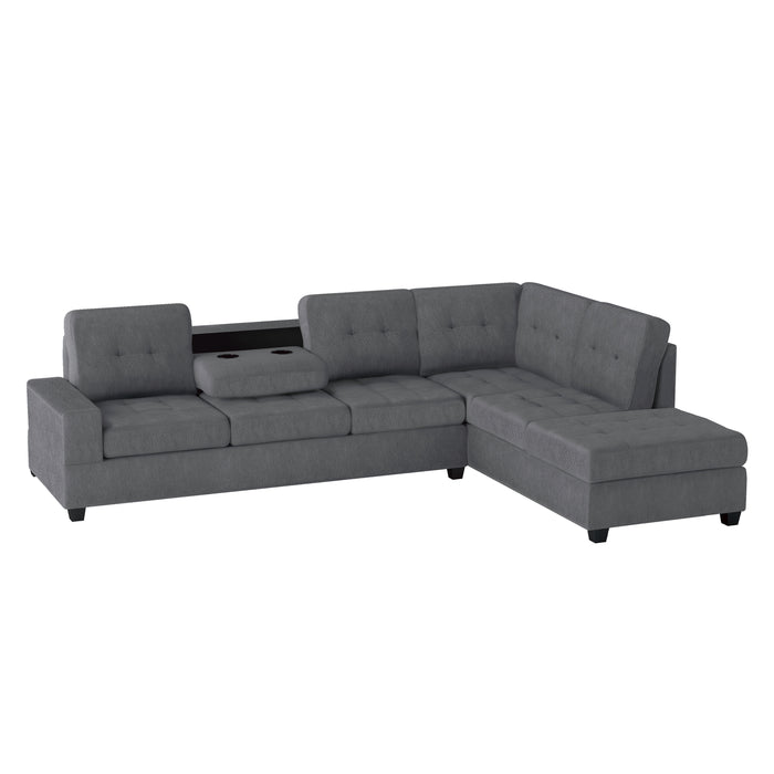 Maston 2-Piece Reversible Sectional with Drop-Down Cup Holders in Gray - 9507DGY*SC - FAMSA Furniture (TX)