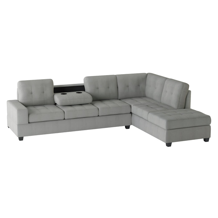 Maston 2-Piece Reversible Sectional with Drop-Down Cup Holders in Gray - 9507GRY*SC - FAMSA Furniture (TX)