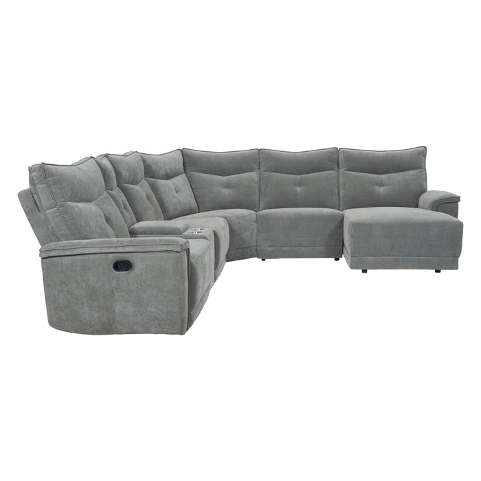 Tesoro 6-Piece Modular Reclining Sectional with Right Chaise in Gray - 9509DG*6LR5R - FAMSA Furniture (TX)