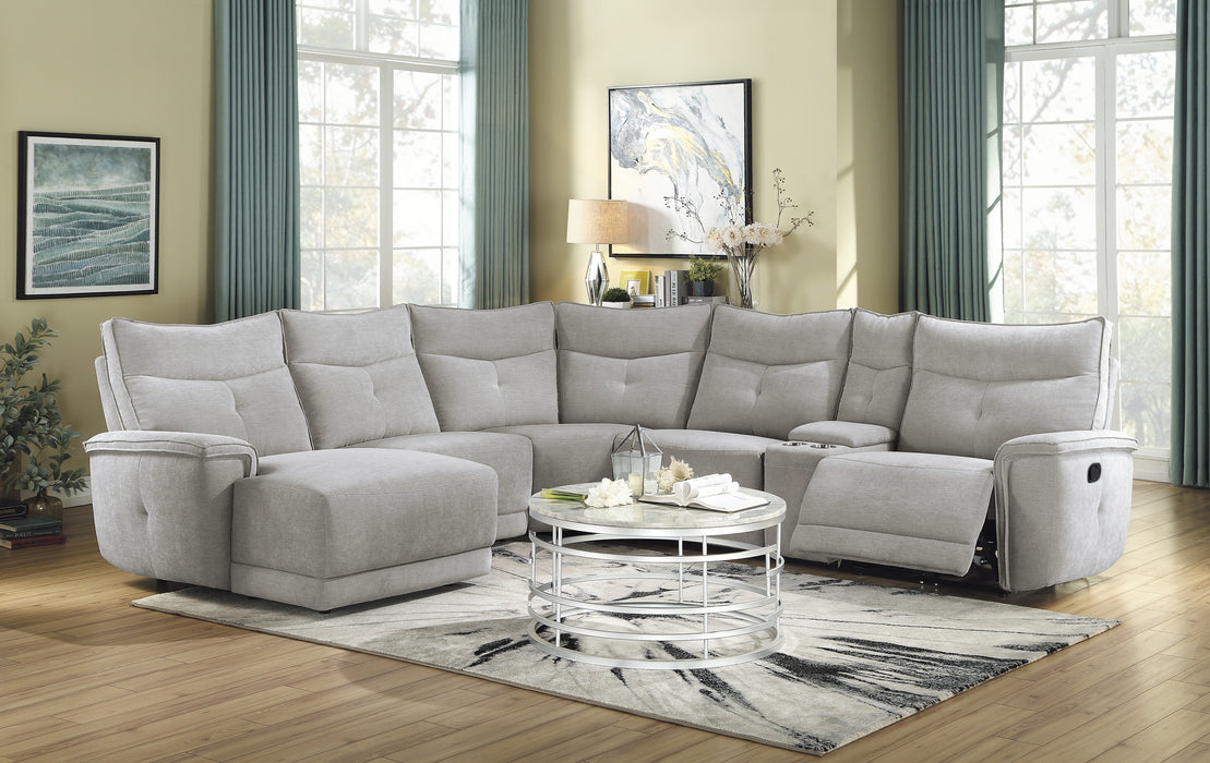 Tesoro 6-Piece Modular Reclining Sectional with Left Chaise in Gray - 9509MGY*65LRR - FAMSA Furniture (TX)