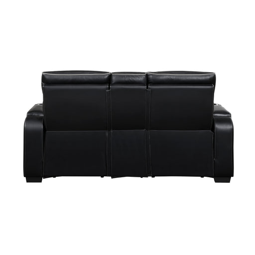 9516BLK-2PWH Power Double Reclining Love Seat with Center Console, Power Headrests, Storage Arms(Top and Side), Cup holders, Charging Ports and LED lighting image
