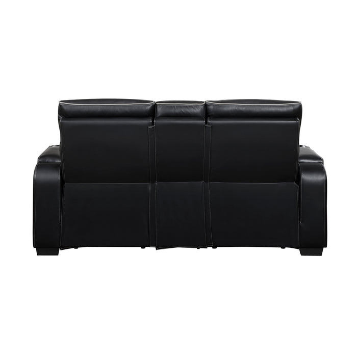 9516BLK-2PWH Power Double Reclining Love Seat with Center Console, Power Headrests, Storage Arms(Top and Side), Cup holders, Charging Ports and LED lighting image
