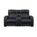 9516BLK-2PWH Power Double Reclining Love Seat with Center Console, Power Headrests, Storage Arms(Top and Side), Cup holders, Charging Ports and LED lighting image