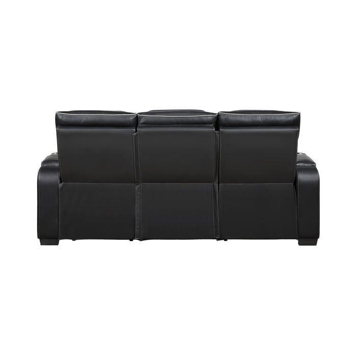9516BLK-3PWH Power Double Reclining Sofa with Center Drop-Down Cup Holders, Power Headrests, Storage Arms(Top and Side), Cup holders and Reading Lights, Two Wireless Chargers, Charging Ports and LED Lighting image