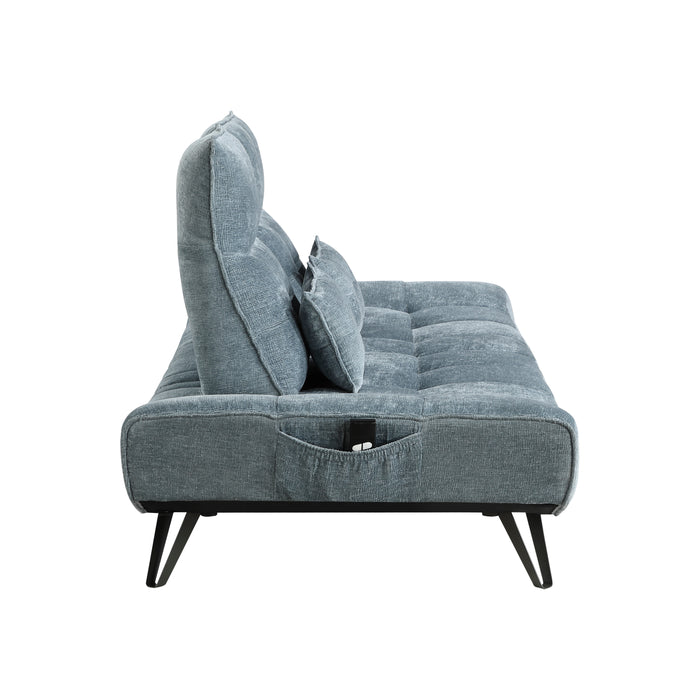 Quonsett Sofa with Power Adjustable Seat Depth and Manual Adjustable Headrests in Blue - 9556BUE-3PW - FAMSA Furniture (TX)
