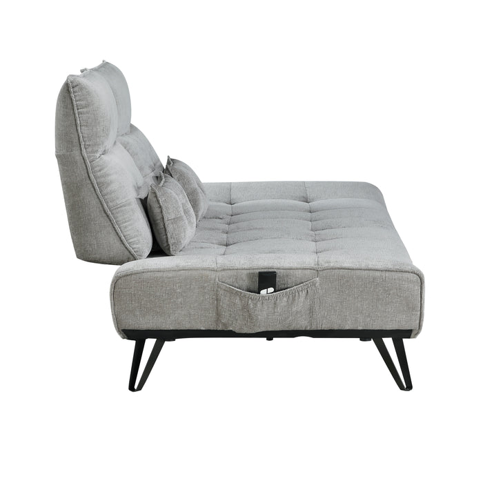 Quonsett Sofa with Power Adjustable Seat Depth and Manual Adjustable Headrests in Gray - 9556GRY-3PW - FAMSA Furniture (TX)