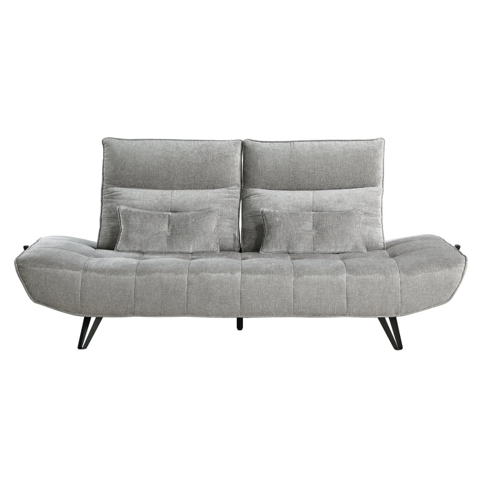 Quonsett Sofa with Power Adjustable Seat Depth and Manual Adjustable Headrests in Gray - 9556GRY-3PW - FAMSA Furniture (TX)