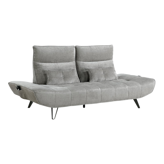 Quonsett Sofa with Power Adjustable Seat Depth and Manual Adjustable Headrests in Gray - 9556GRY-3PW - FAMSA Furniture (TX)