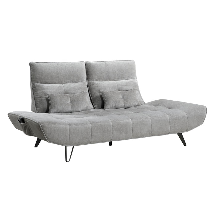 Quonsett Sofa with Power Adjustable Seat Depth and Manual Adjustable Headrests in Gray - 9556GRY-3PW - FAMSA Furniture (TX)