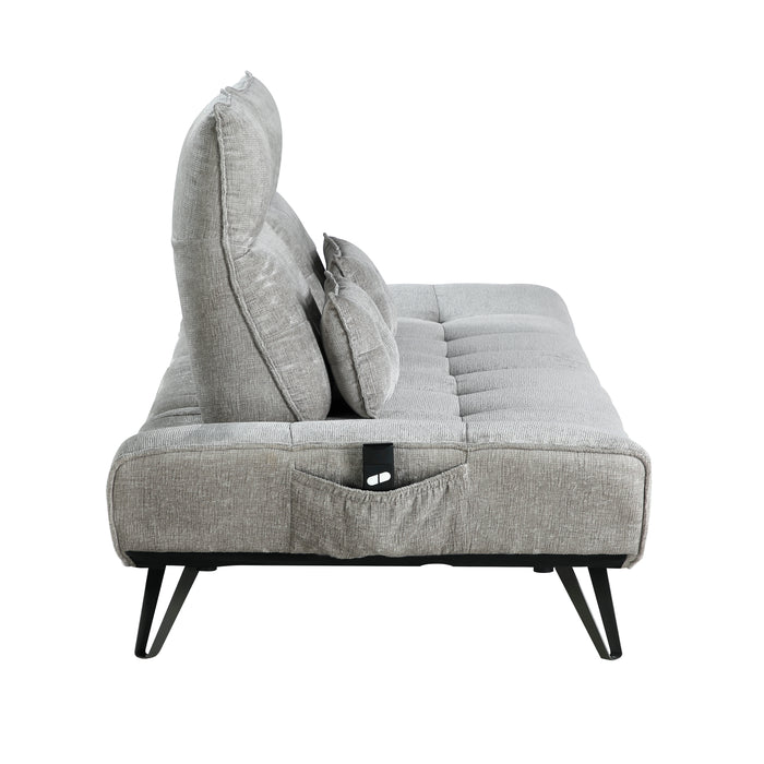 Quonsett Sofa with Power Adjustable Seat Depth and Manual Adjustable Headrests in Gray - 9556GRY-3PW - FAMSA Furniture (TX)