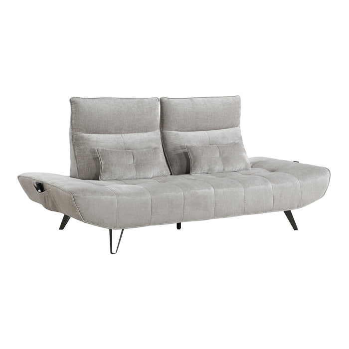 Quonsett Sofa with Power Adjustable Seat Depth and Manual Adjustable Headrests in Gray - 9556LGY-3PW - FAMSA Furniture (TX)