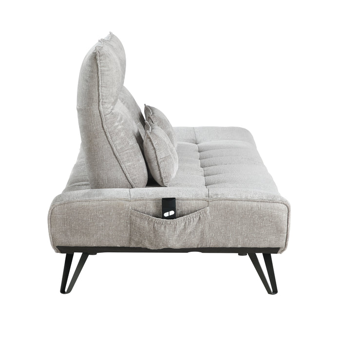 Quonsett Sofa with Power Adjustable Seat Depth and Manual Adjustable Headrests in Gray - 9556LGY-3PW - FAMSA Furniture (TX)