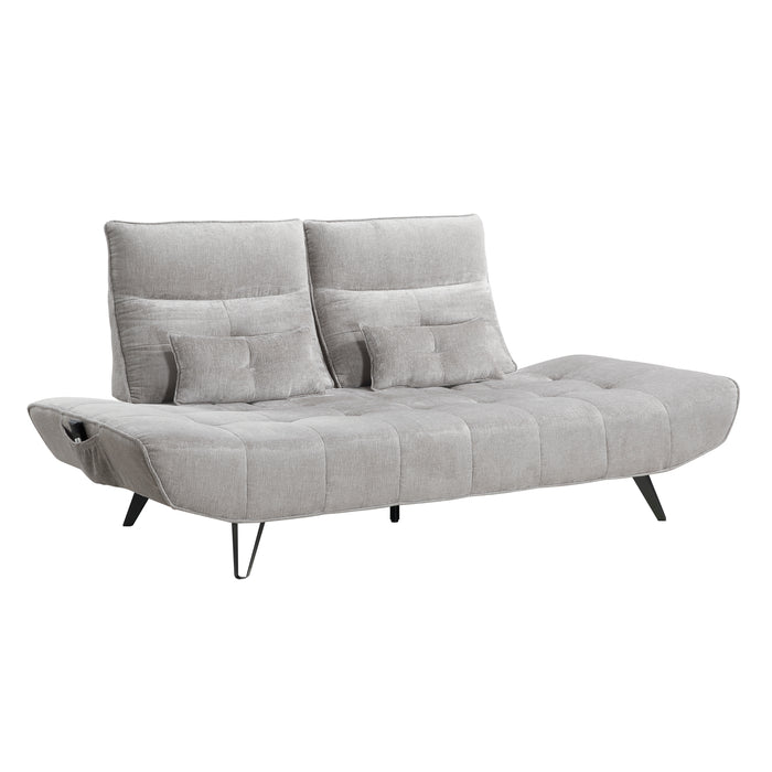 Quonsett Sofa with Power Adjustable Seat Depth and Manual Adjustable Headrests in Gray - 9556LGY-3PW - FAMSA Furniture (TX)