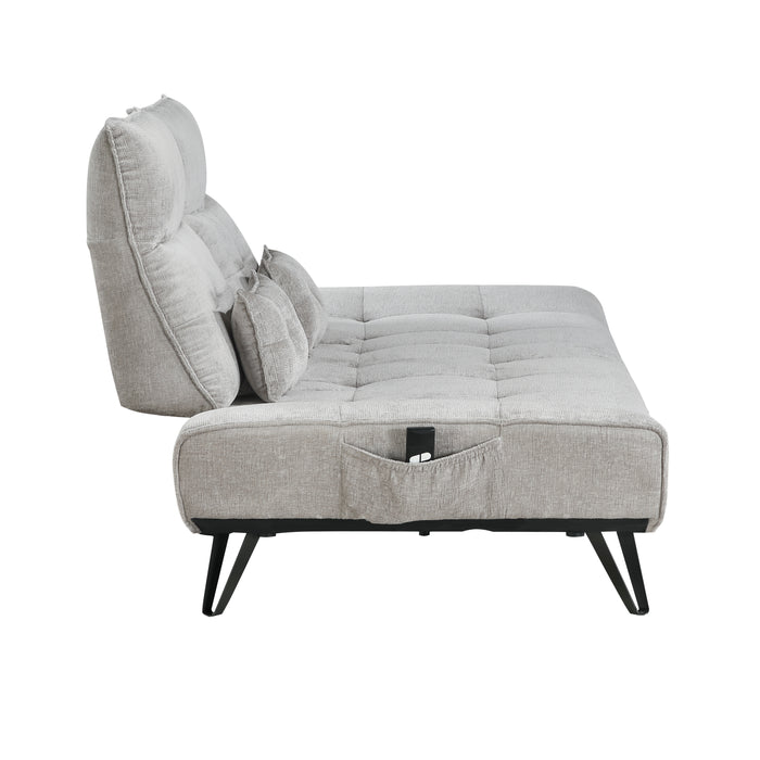 Quonsett Sofa with Power Adjustable Seat Depth and Manual Adjustable Headrests in Gray - 9556LGY-3PW - FAMSA Furniture (TX)