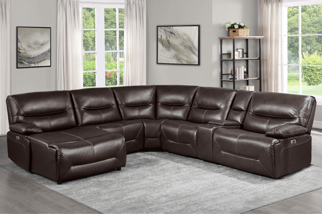 Dyersburg 6-Piece Power Reclining Sectional with Left Chaise in Brown - 9579BRW*6LCRRPW - FAMSA Furniture (TX)
