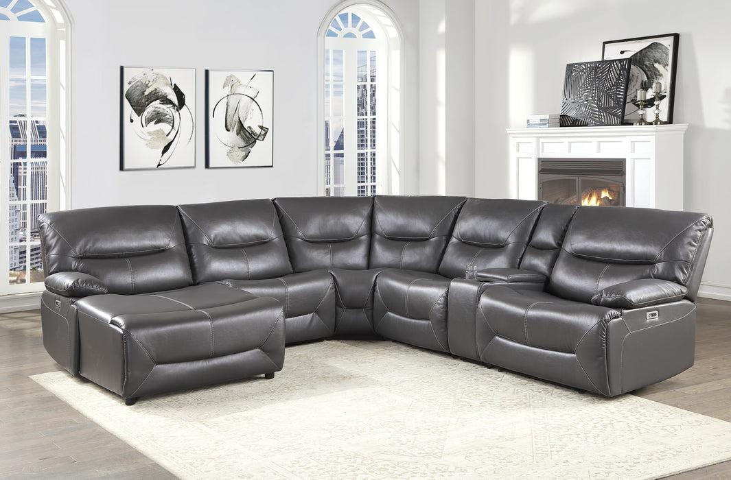 Dyersburg 6-Piece Power Reclining Sectional with Left Chaise in Gray - 9579GRY*6LCRRPW - FAMSA Furniture (TX)