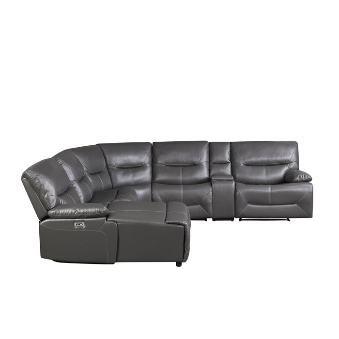 Dyersburg 6-Piece Power Reclining Sectional with Left Chaise in Gray - 9579GRY*6LCRRPW - FAMSA Furniture (TX)