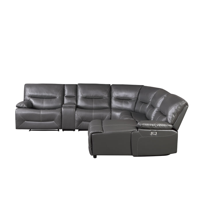 Dyersburg 6-Piece Power Reclining Sectional with Right Chaise in Gray - 9579GRY*6LRRCPW - FAMSA Furniture (TX)